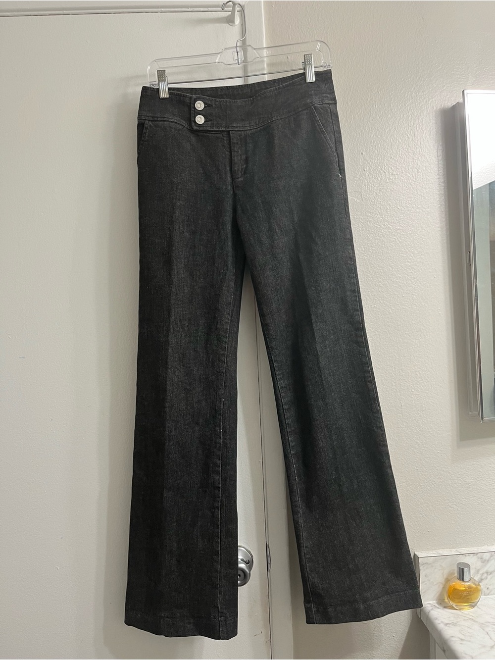 St. John Couture Women's Dark Wash Wide Leg Denim Trouser Pants Jeans